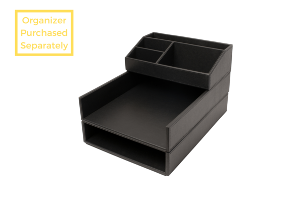 Armory Leatherette Stackable Paper Trays Desk Organizer - Caddy Stacked Shot